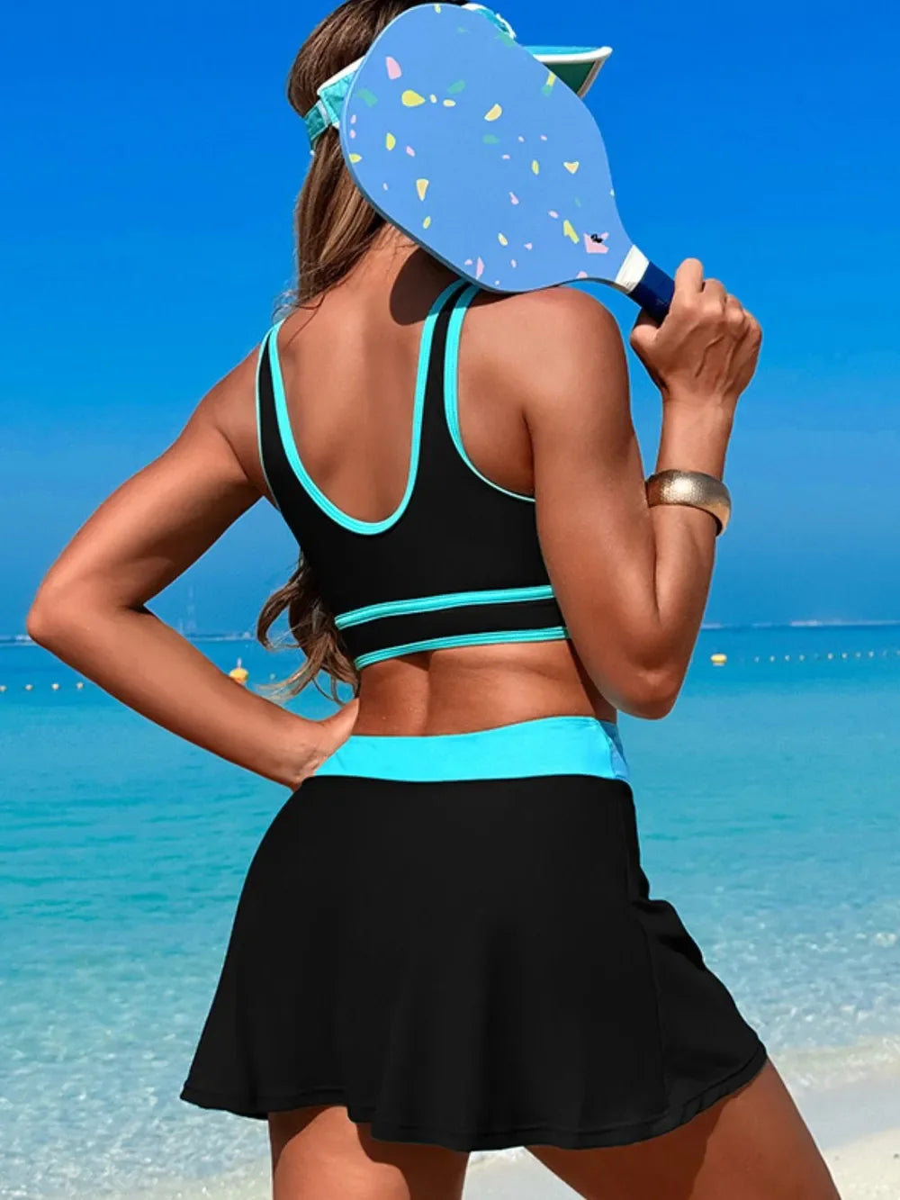 Two-Piece Swim Set With Scoop Neck Top And Skort Lightweight - Southern Shores Clothing
