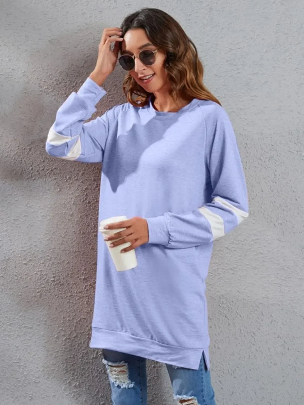 Full Size Striped Round Neck Long Sleeve T-Shirt - Southern Shores Clothing