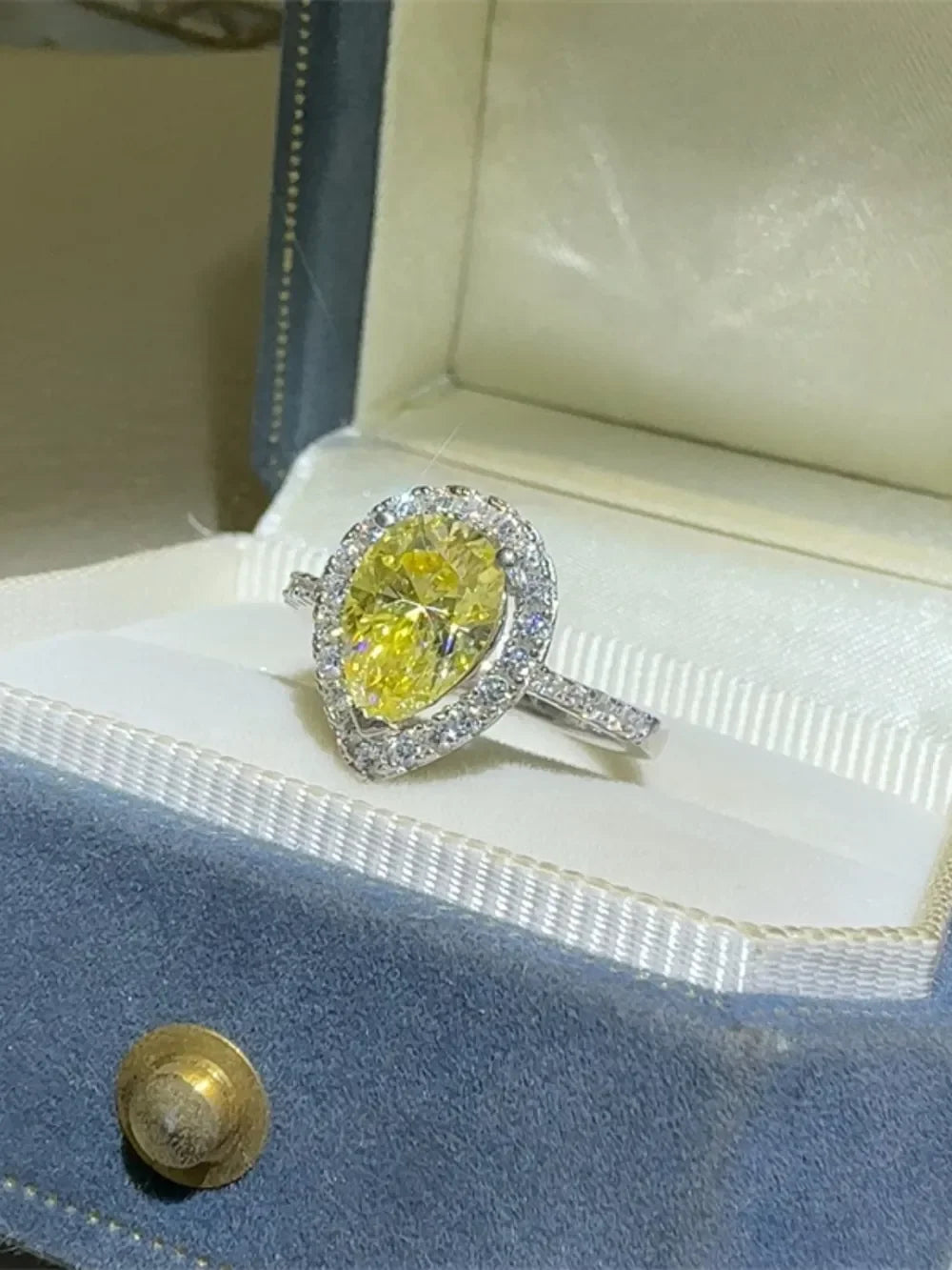 2 Carat Moissanite Teardrop Ring Platinum Plated - Southern Shores Clothing