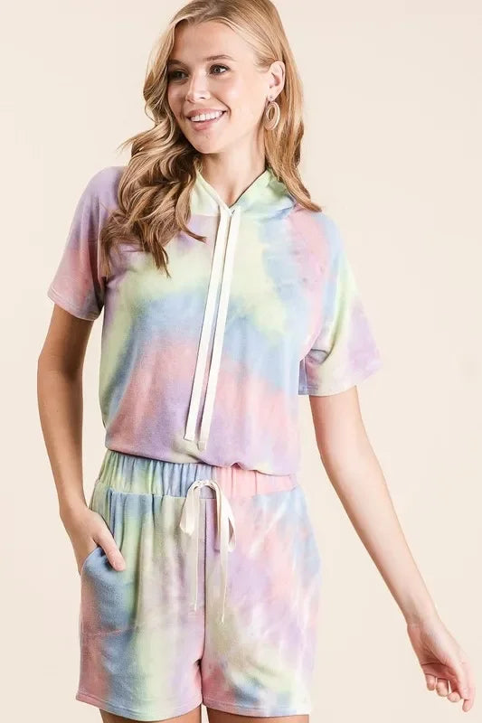 Tie Dye French Terry Shorts With Twill Tape - Southern Shores Clothing