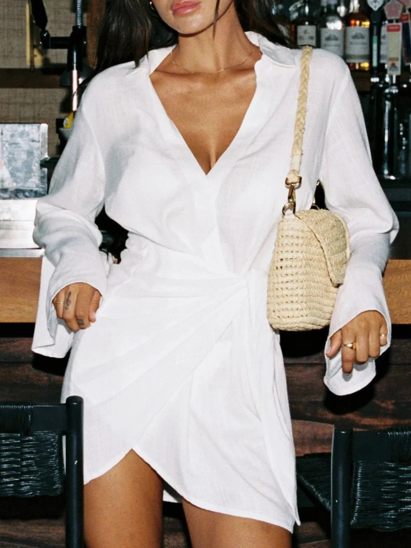 Tied Long Sleeve Cover Up Dress for Resort Wear Vacation Ready - Southern Shores Clothing