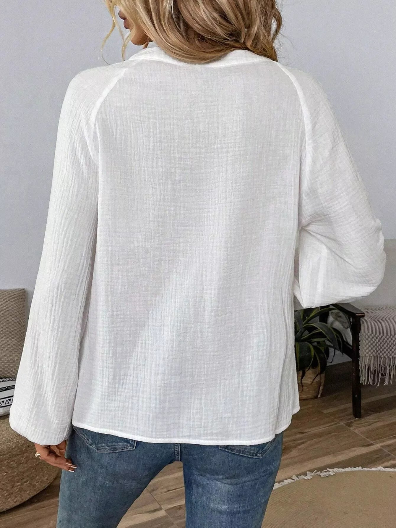 Paisley Notched Balloon Sleeve Cotton Blouse - Southern Shores Clothing