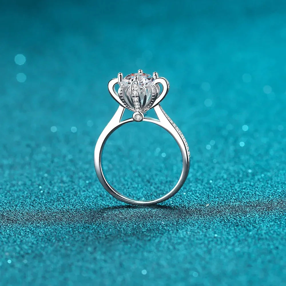 1 Carat Moissanite Sterling Silver Ring With Pave Detailing - Southern Shores Clothing