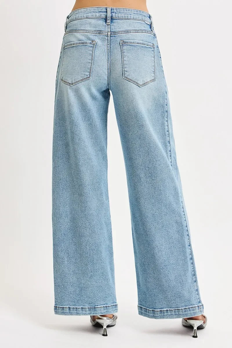Mid Rise Wide Barrel Transferable Leg Denim Jeans - Southern Shores Clothing