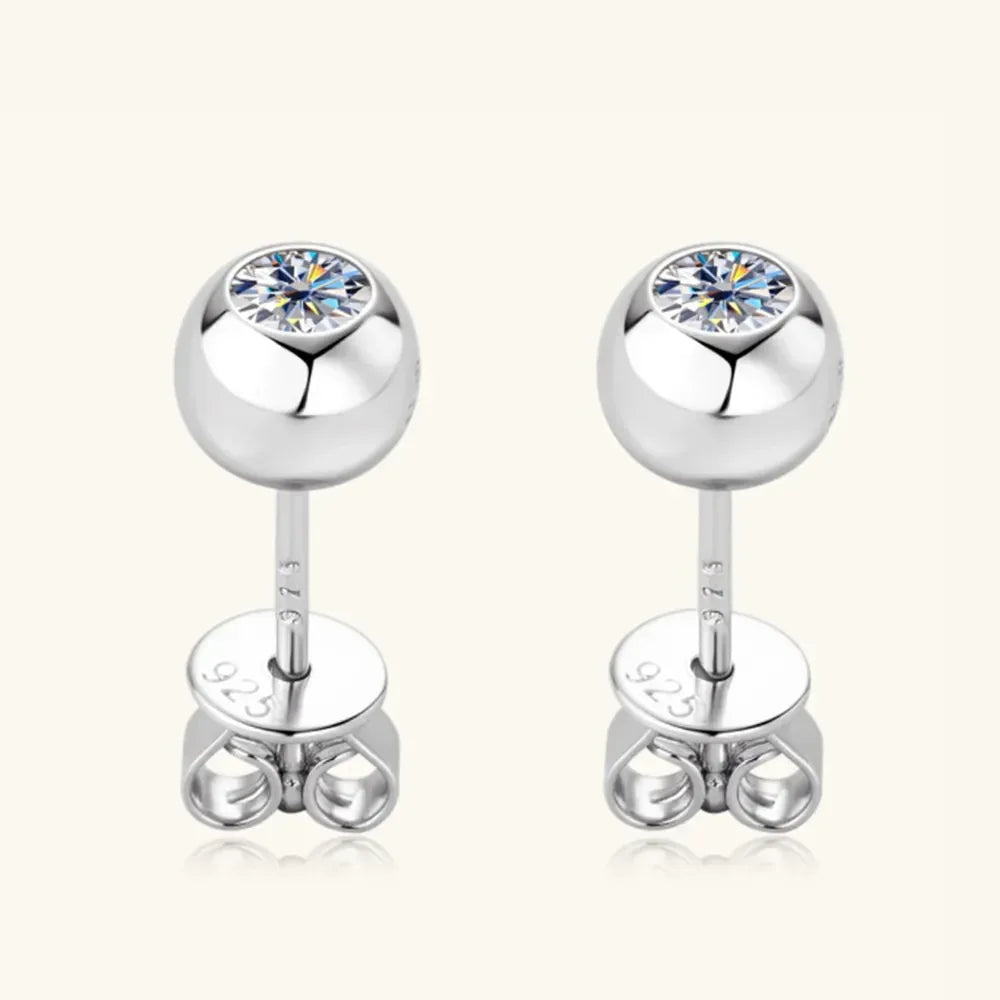 Moissanite Sterling Silver Stud Earrings - Southern Shores Clothing