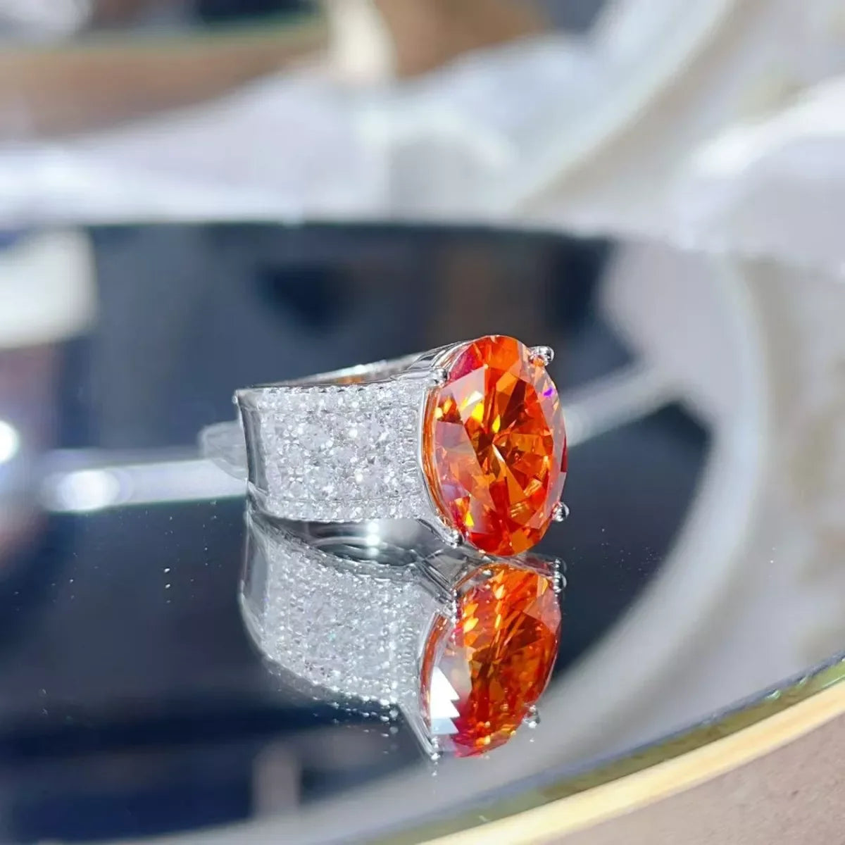 Orange Moissanite Ring With Certificate, 8 Carat - Southern Shores Clothing