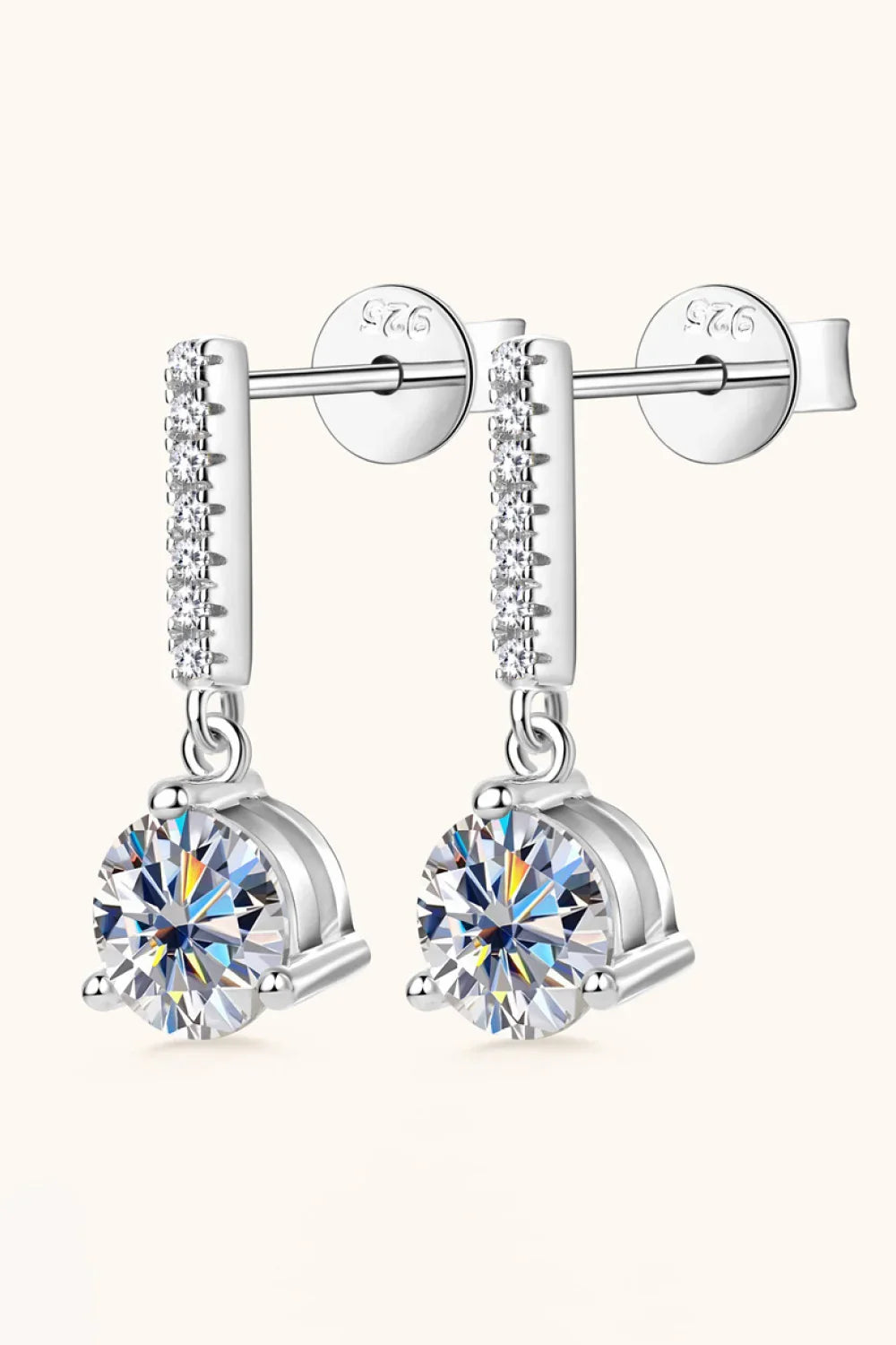 2 Carat Moissanite Sterling Silver Drop Earrings - Southern Shores Clothing