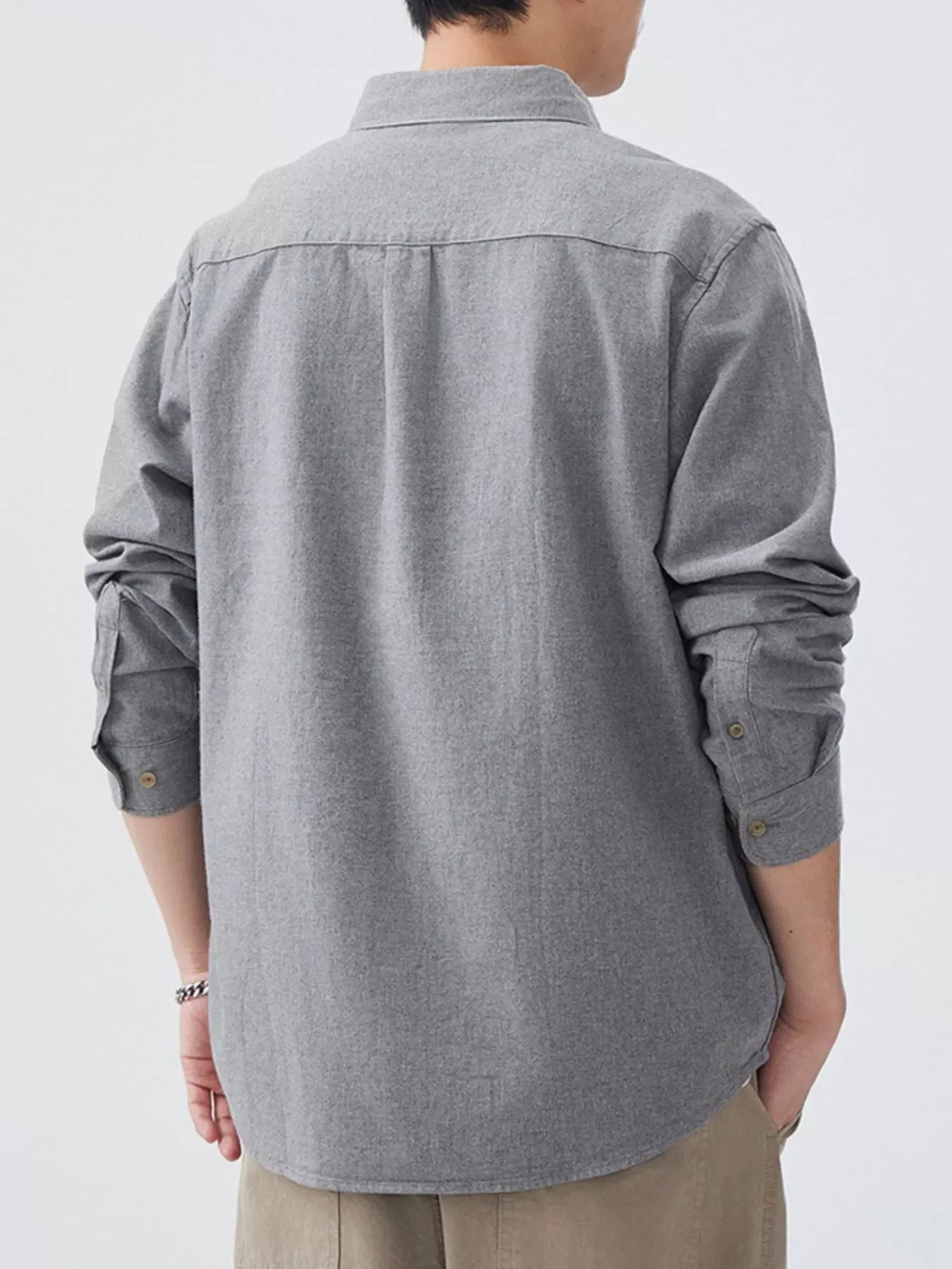 Plus Size Cotton Blend Button Up Long Sleeve Shirt