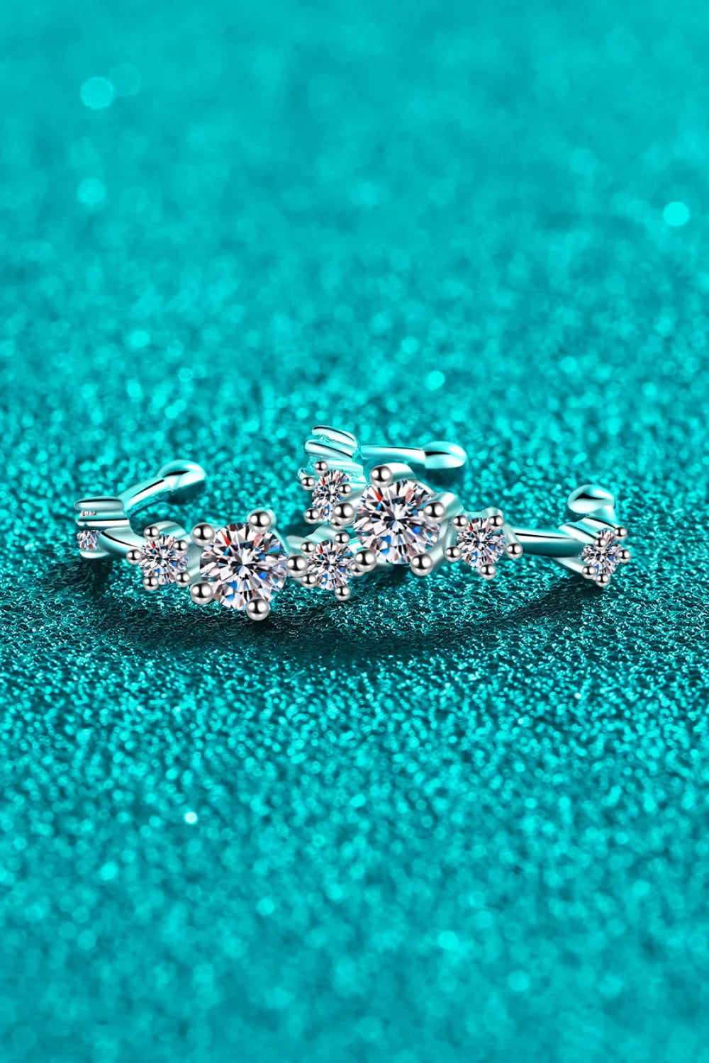 Moissanite Cuff Earrings Rhodium-Plated Sterling Silver - Southern Shores Clothing