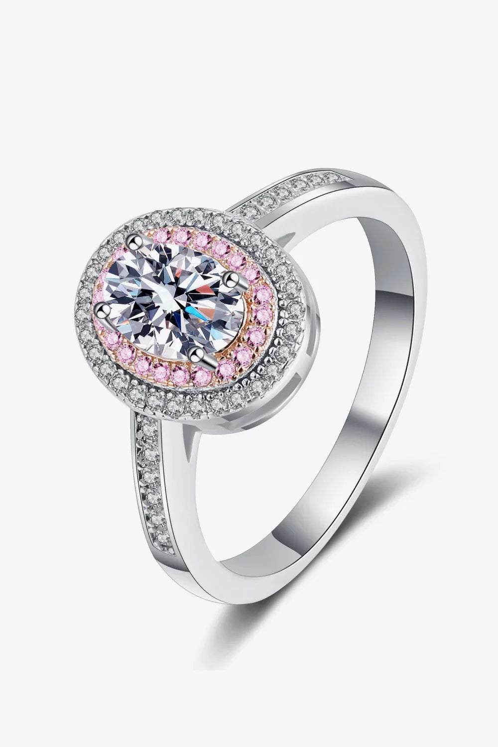 1 Carat Moissanite Double Halo Ring Sterling Silver - Southern Shores Clothing