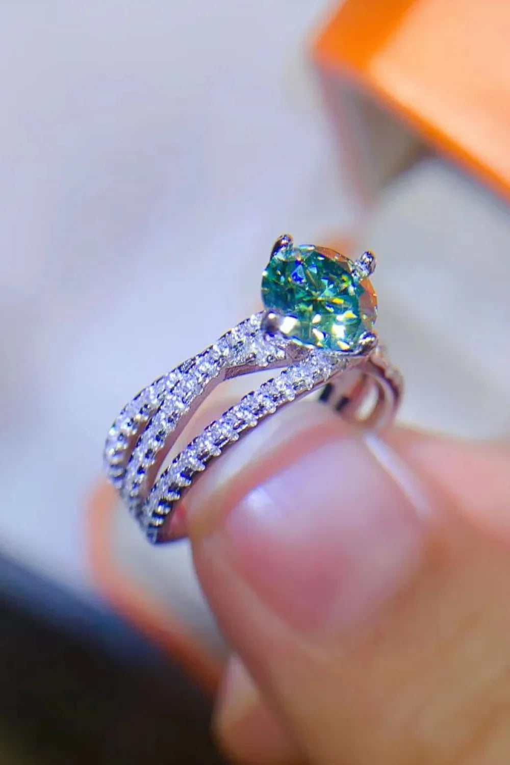 1 Carat Moissanite Sterling Silver Ring With Zircon Accents - Southern Shores Clothing
