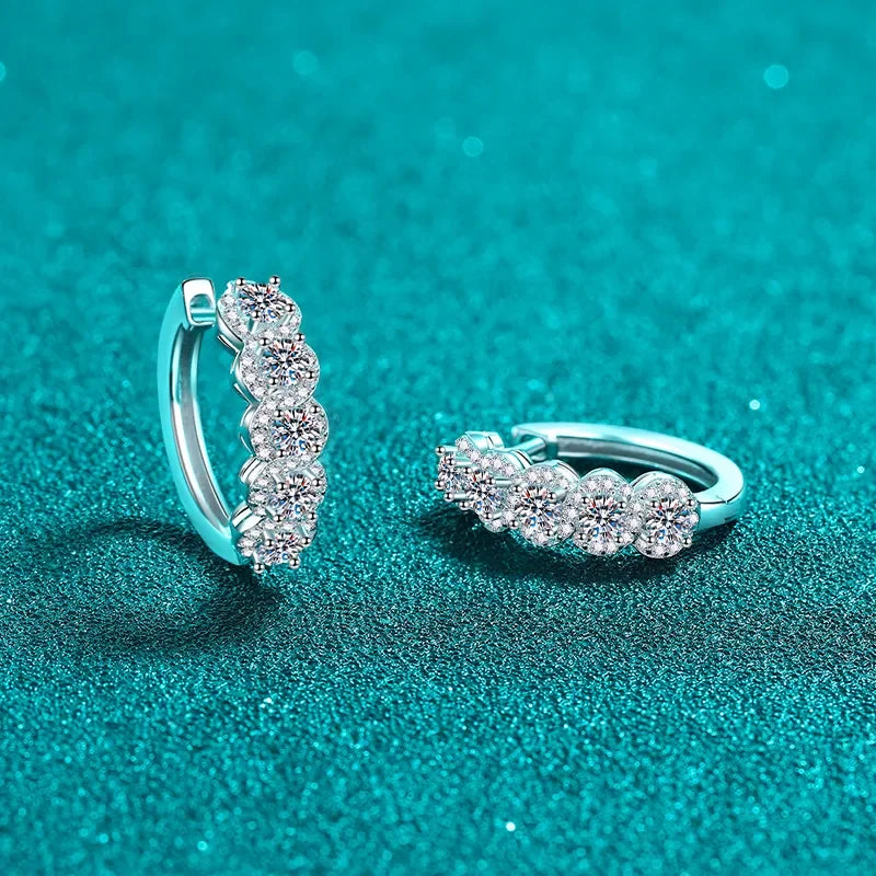 1 Carat Moissanite Zircon Sterling Silver Huggie Earrings - Southern Shores Clothing