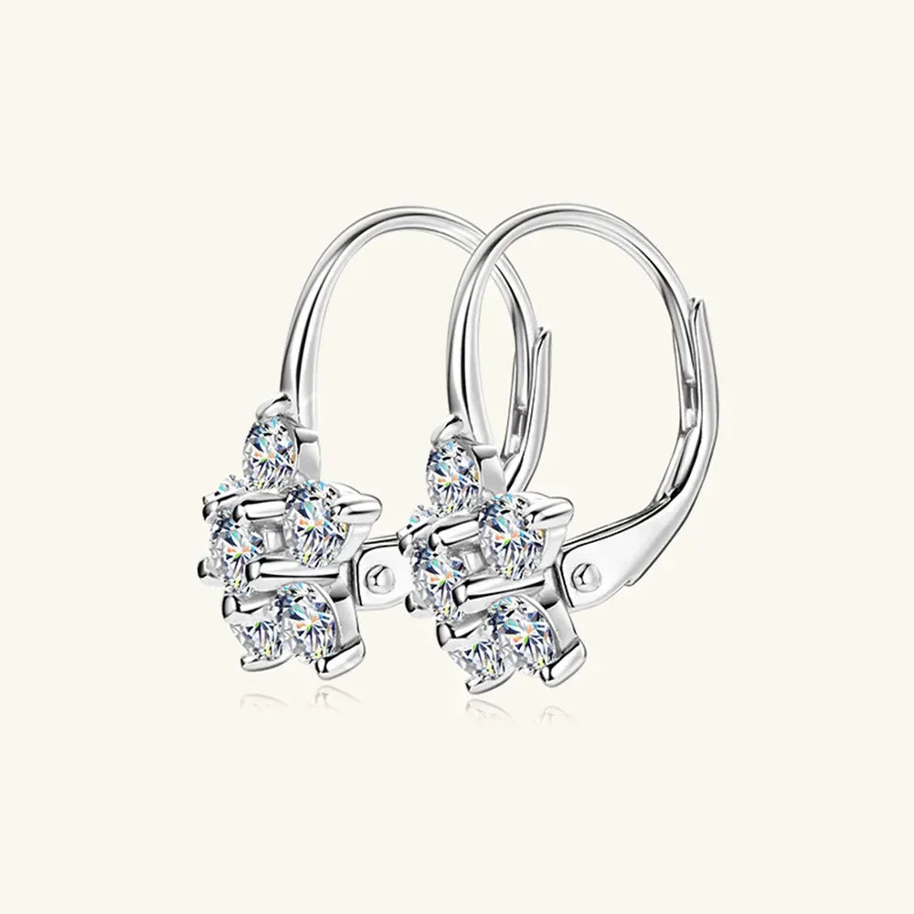 1.2 Ct Sterling Silver Moissanite Flower Huggie Earrings - Southern Shores Clothing