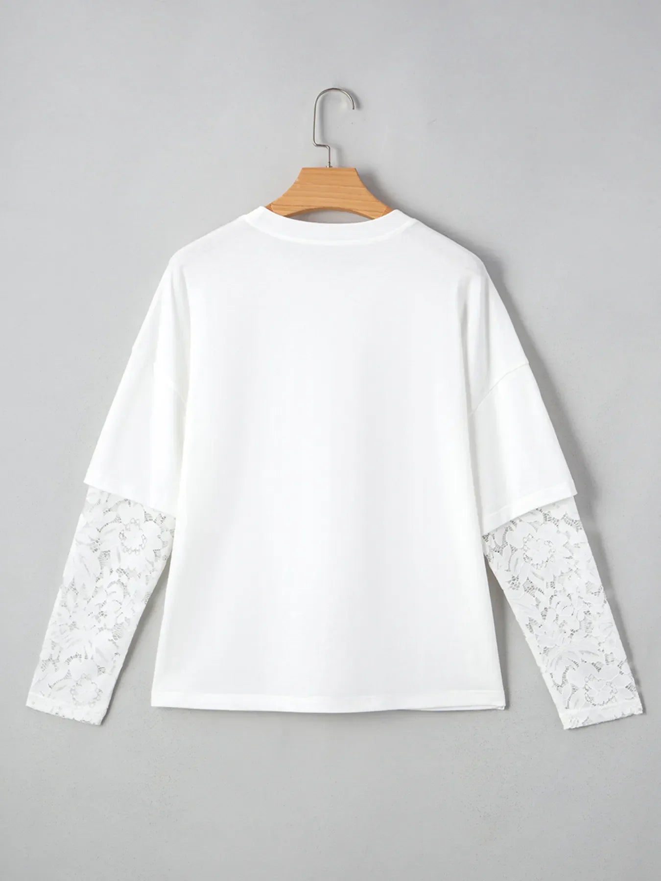 Lace Insert Long Sleeve Drop Shoulder Tee With Stretch - Southern Shores Clothing