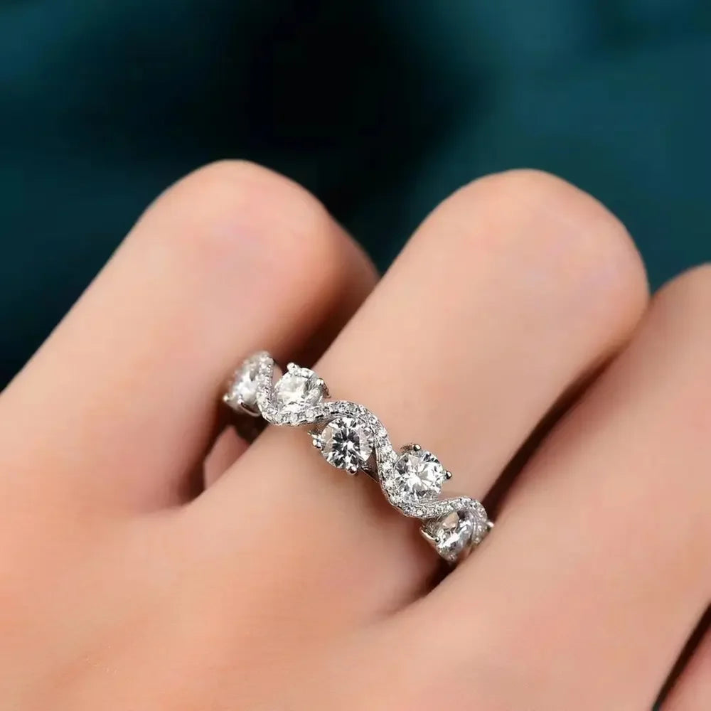 Platinum-Plated Moissanite Sterling Silver Ring - Southern Shores Clothing