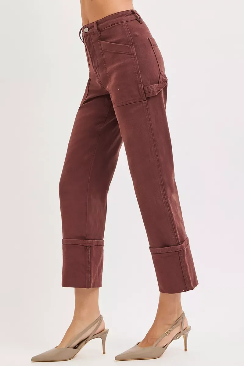High Rise Patch Jeans Plus Size With Wide Straight Cuffed - Southern Shores Clothing