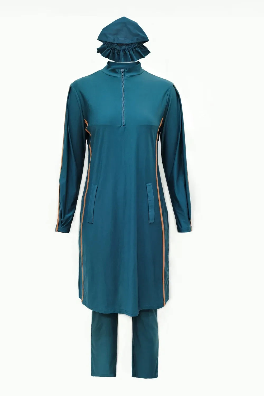 Three Piece Cap Quarter Zip Top And Pants Swim Set For Travel - Southern Shores Clothing