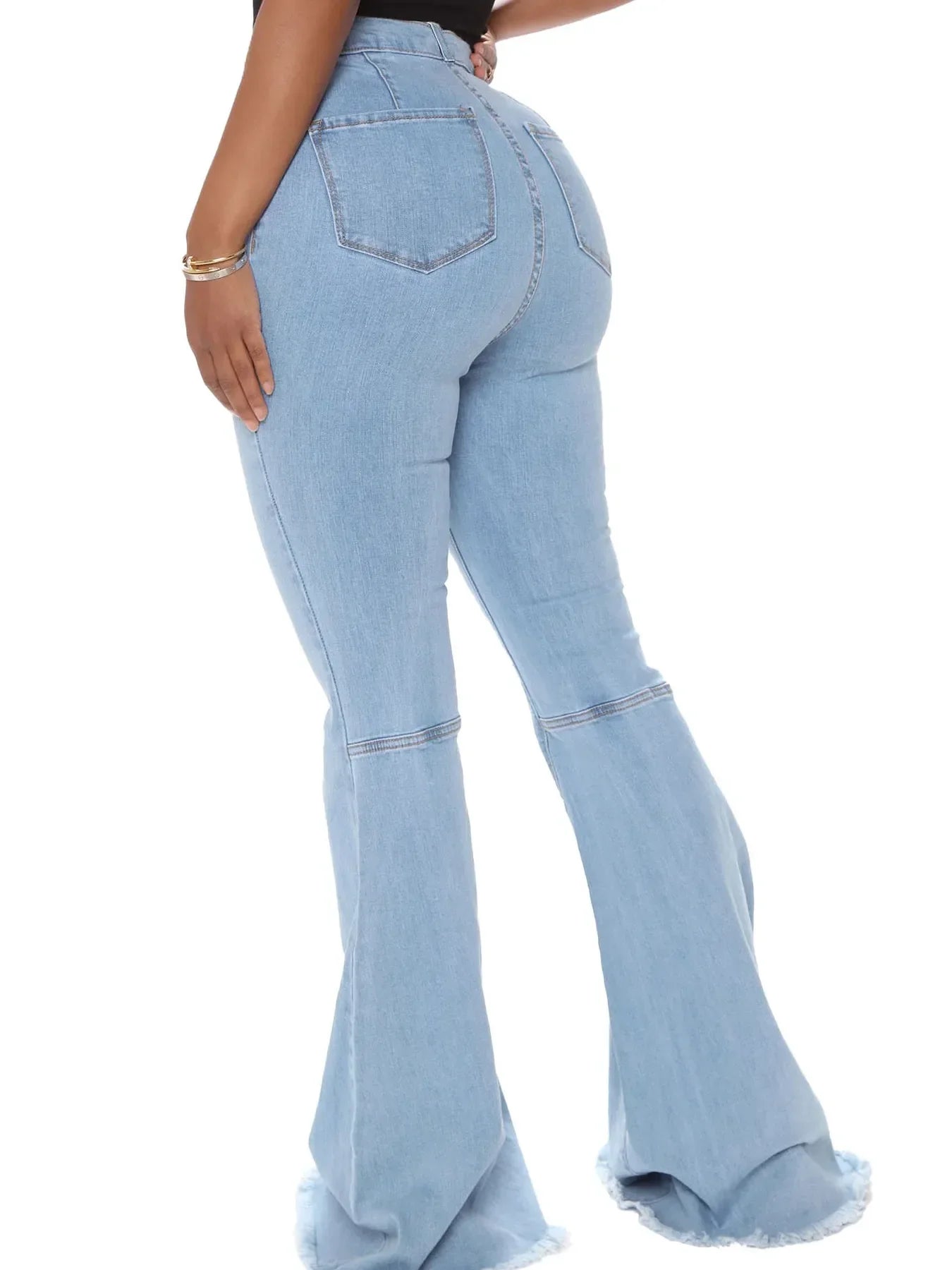 Plus Size Beachside High Waisted Raw Hem Flare Jeans - Southern Shores Clothing