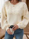Floral Long Sleeve Stretchy Knit Sweater - Southern Shores Clothing