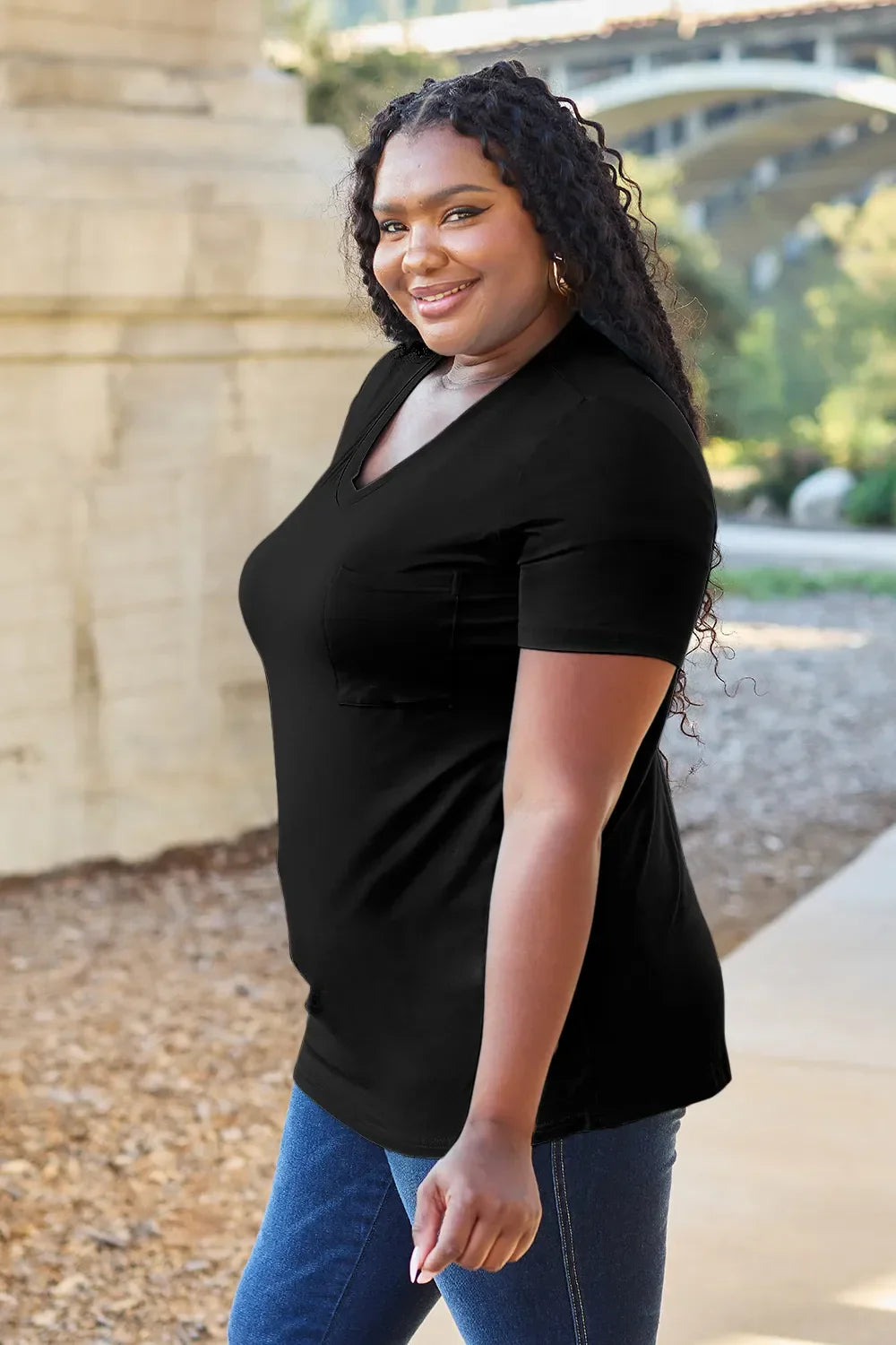 Basic Bae Bamboo Full Size V-Neck Short Sleeve T-Shirt - Southern Shores Clothing