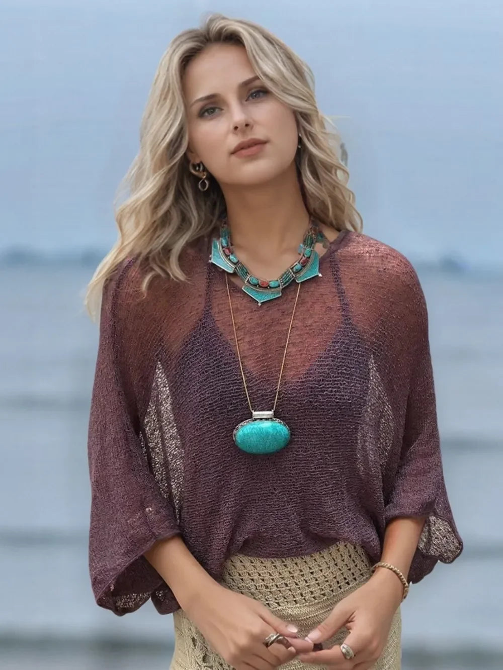 Lightweight Sheer Long Sleeve Beach Cover Up - Southern Shores Clothing