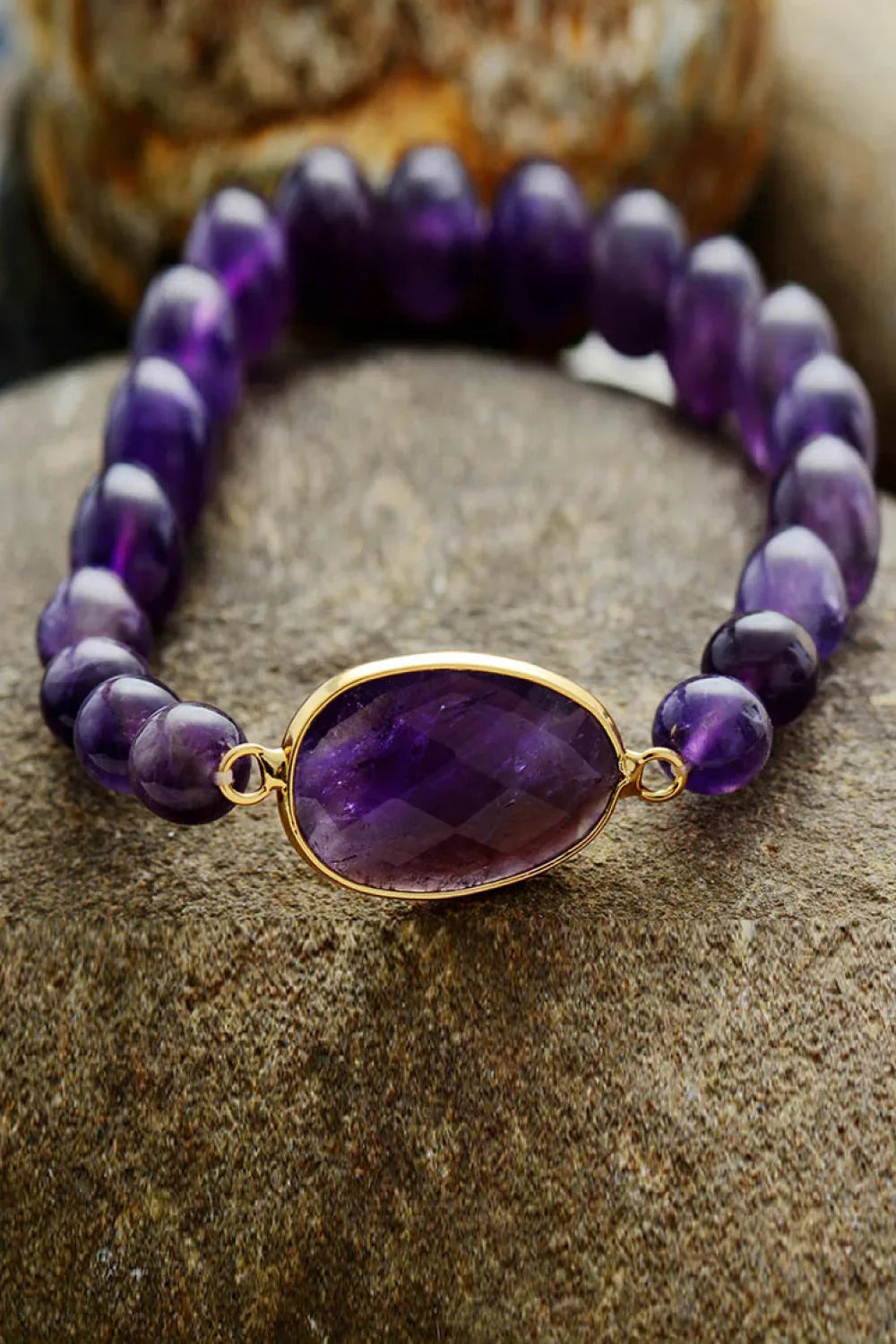 Handmade Amethyst Beaded Adjustable Bracelet