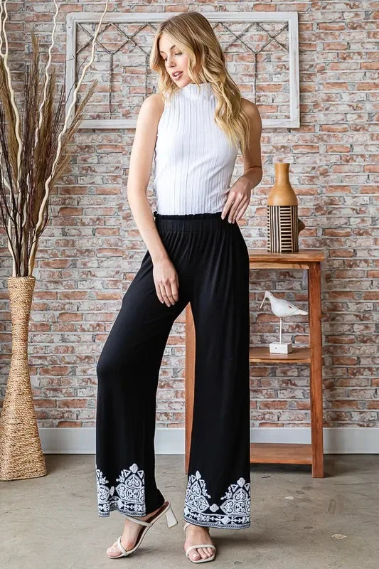 Damask Textured Plus Size Pants With Breathable Stretch - Southern Shores Clothing