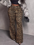 Coastal Leopard Print Wide Leg Pants With Stretch - Southern Shores Clothing