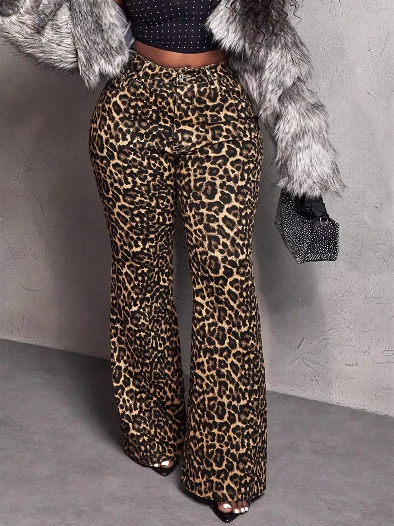Coastal Leopard Print Wide Leg Pants With Stretch - Southern Shores Clothing