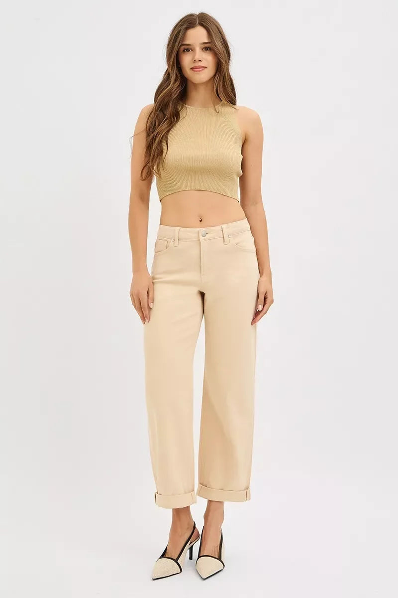 Tummy Control Mid Rise Barrel Jeans Denim - Southern Shores Clothing