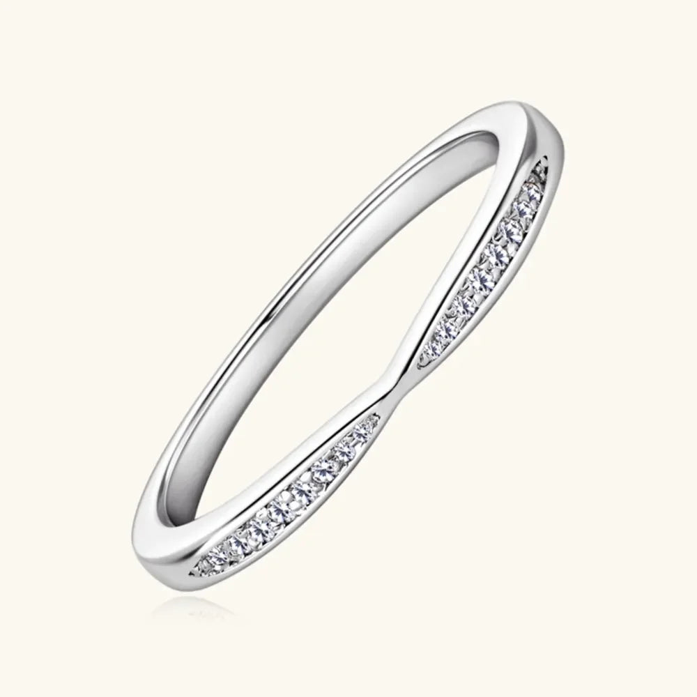 Sterling Silver Inlaid Moissanite Ring With Coastal Shine - Southern Shores Clothing