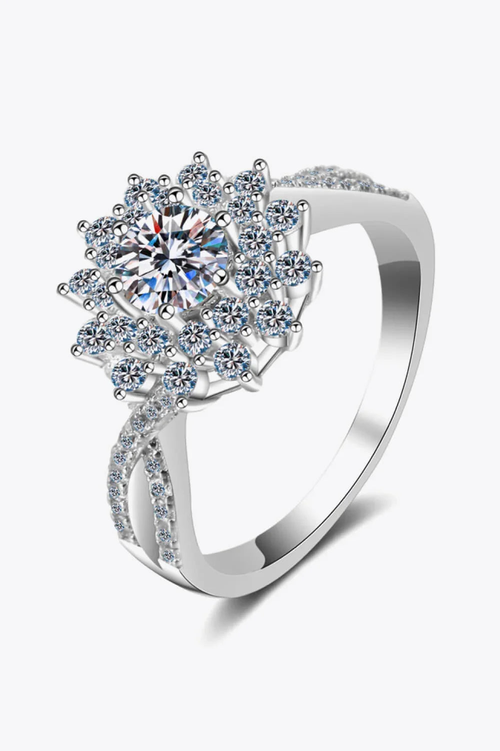 Moissanite Flower-Shape Split Shank Ring - Southern Shores Clothing