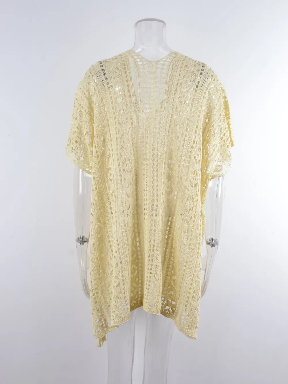 Angel Wings Cutout V-Neck Cover-Up With Tassel - Southern Shores Clothing