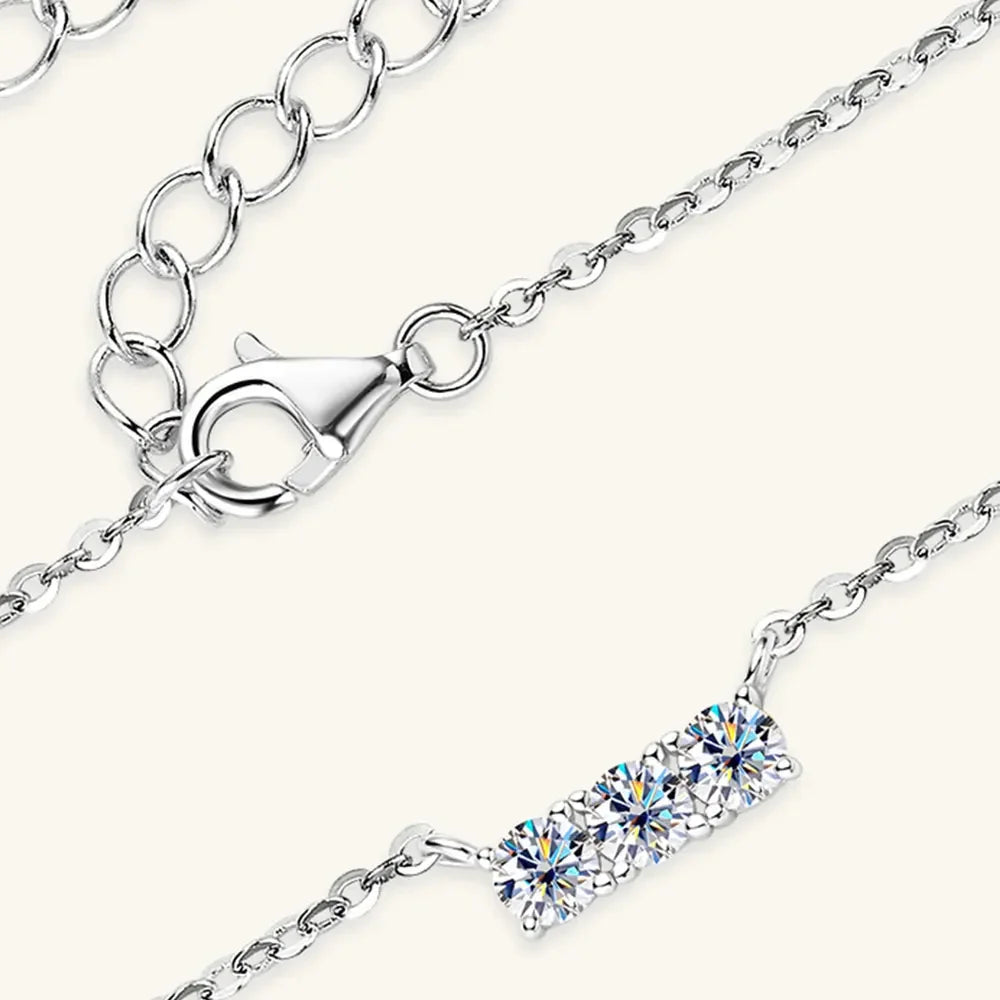 Moissanite Necklace In Sterling Silver With 18K Plating
