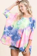 Tie Dye Print Low Gauge Knit Top For Layering - Southern Shores Clothing