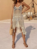 Sheer Openwork Spaghetti Strap Cover-Up Dress One Size - Southern Shores Clothing