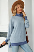 Slit Mock Neck Long Sleeve Stretch Tee Top - Southern Shores Clothing