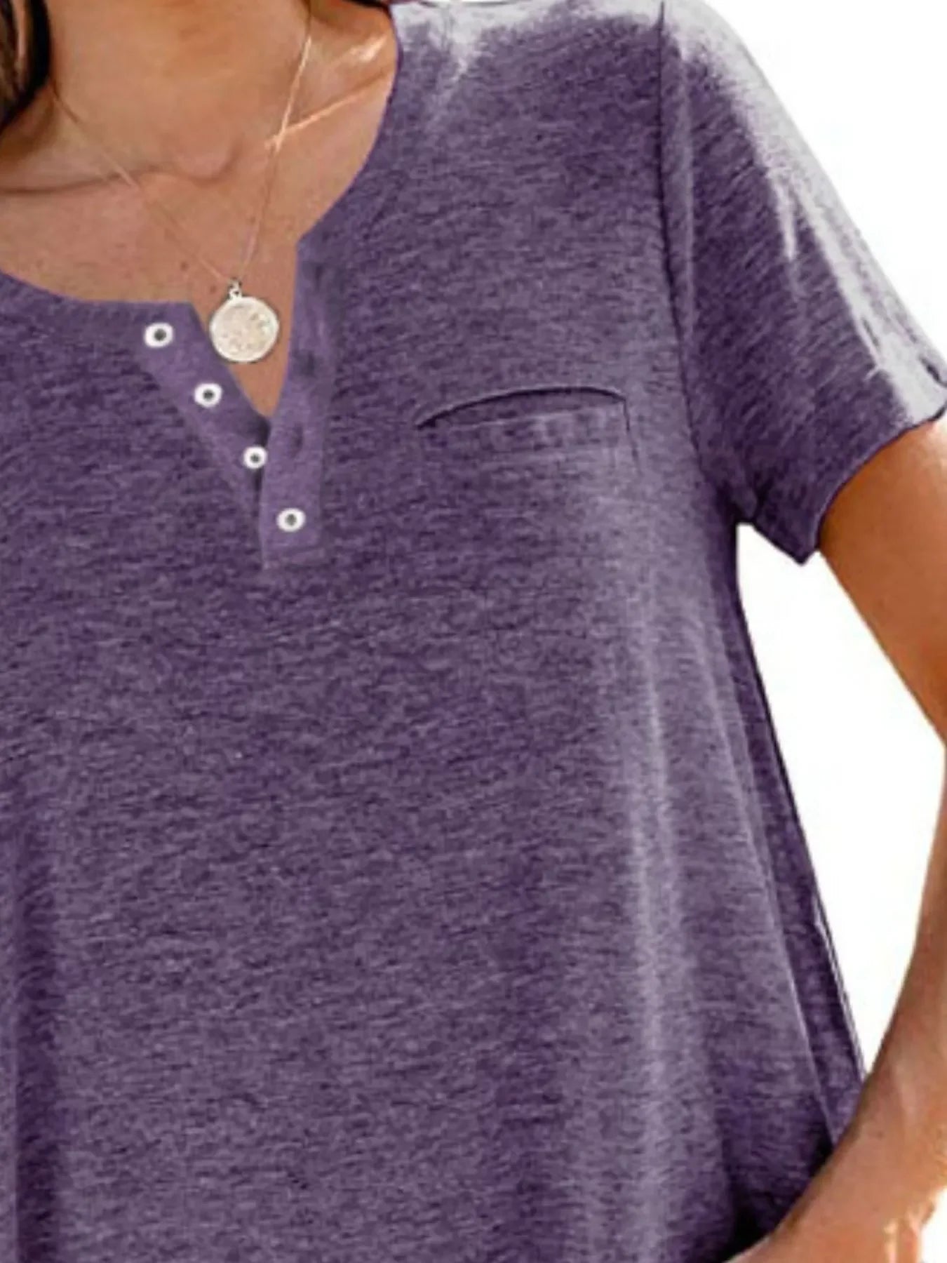 Notched Short Sleeve Plus Size T Shirt Casual Wear - Southern Shores Clothing