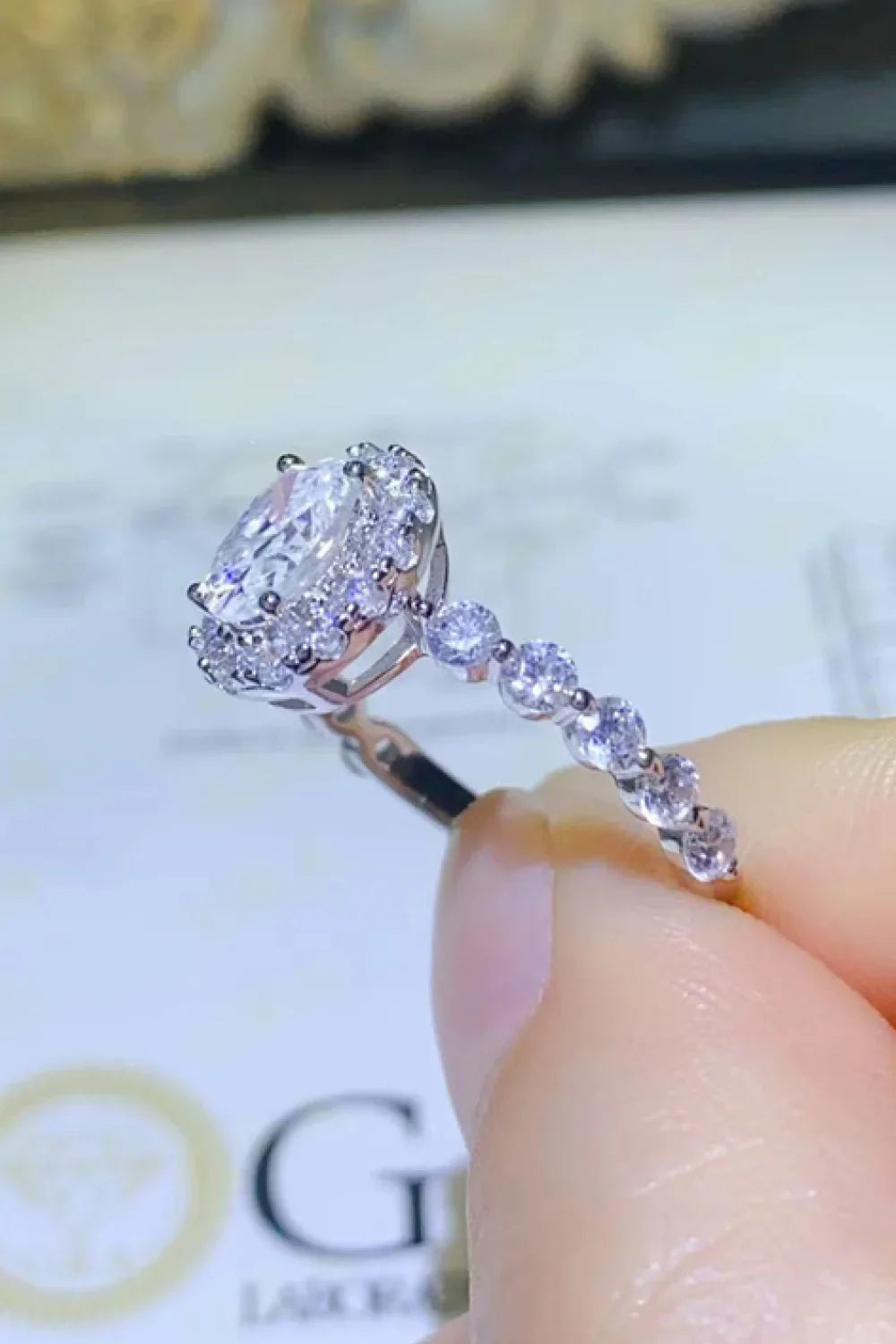 1 Carat Moissanite Halo Ring In Sterling Silver - Southern Shores Clothing