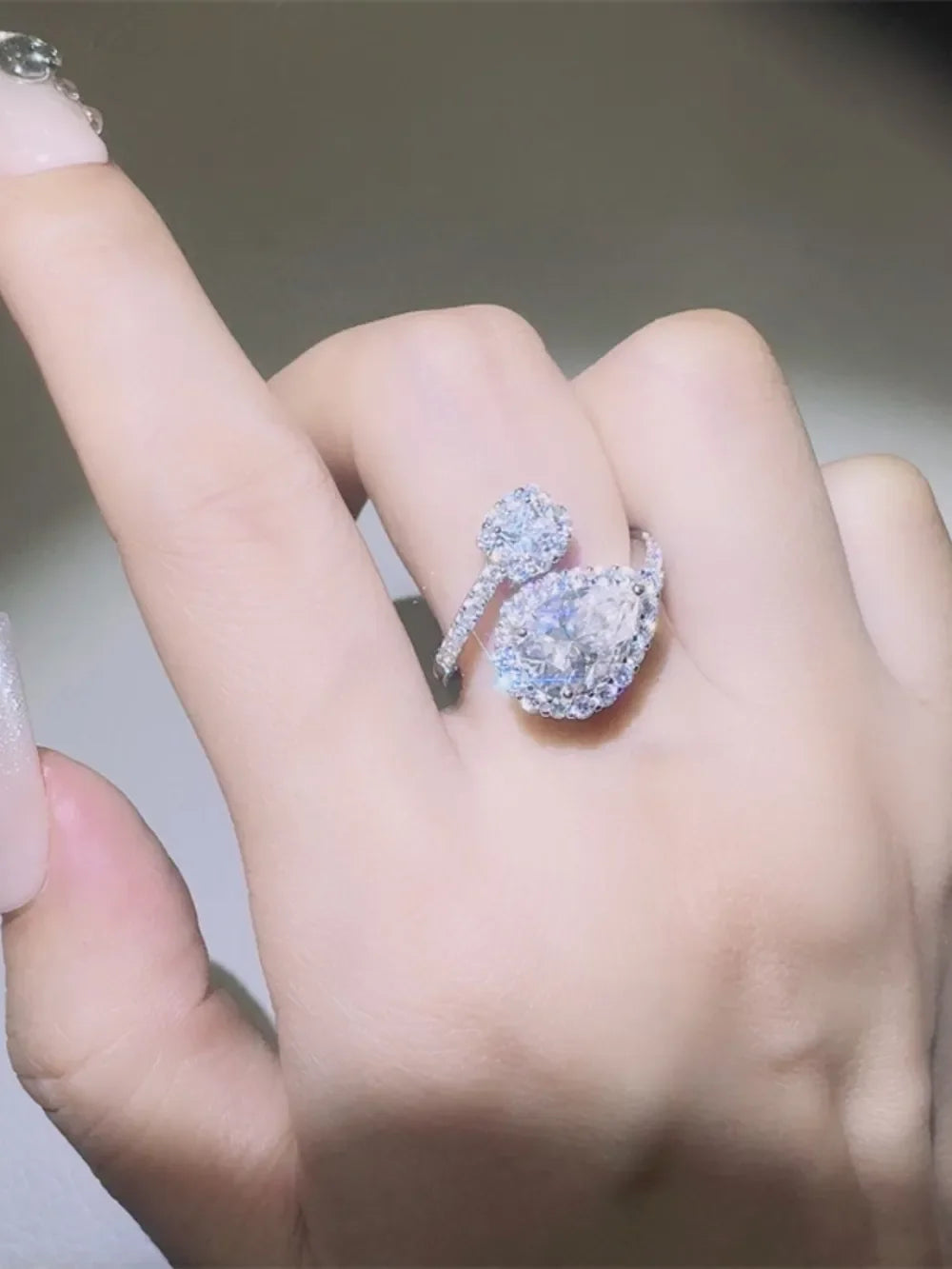 2 Carat Moissanite Sterling Silver Bypass Ring - Southern Shores Clothing