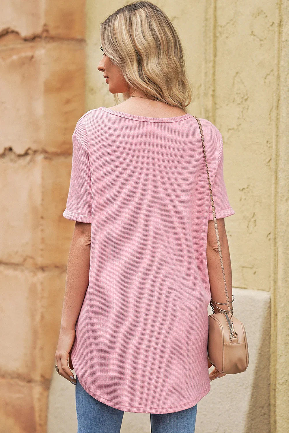 V-Neck Dropped Shoulder Tunic Top Polyester Blend - Southern Shores Clothing