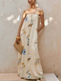 Bohemian Print Cami Maxi Dress With Pockets And Delicate Straps - Southern Shores Clothing