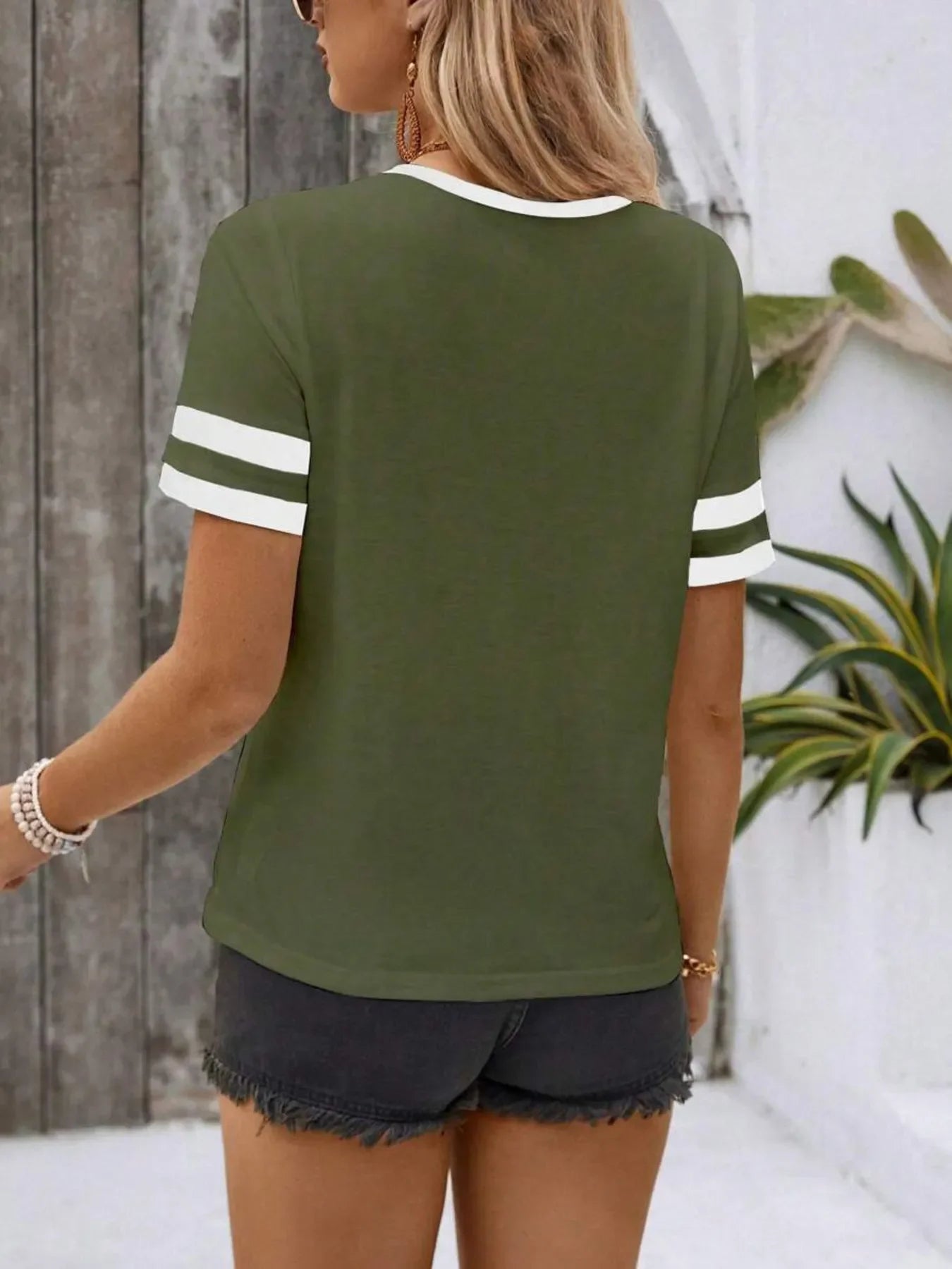 Striped Short Sleeve Stretch Half Zip T Shirt - Southern Shores Clothing