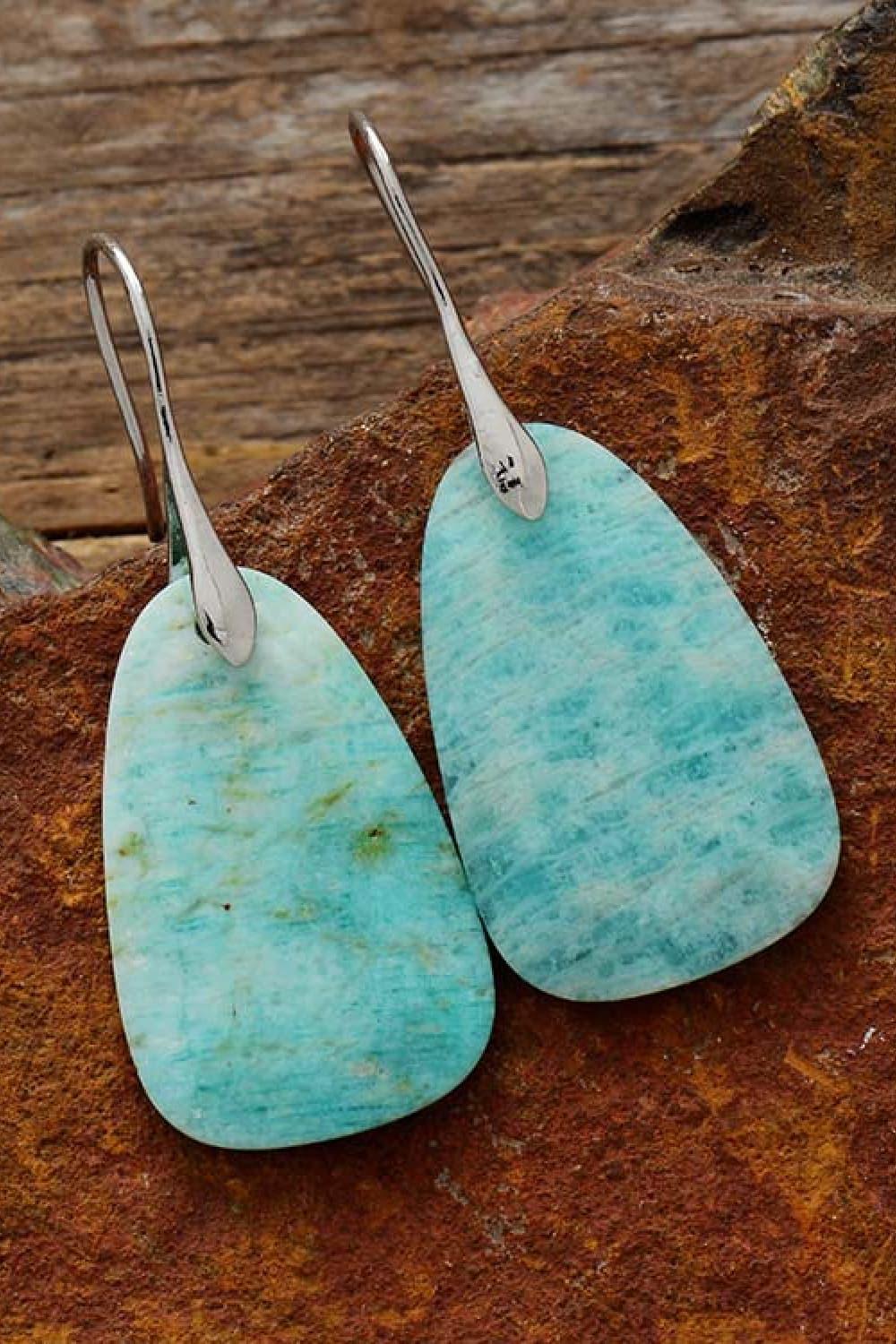 Coastal Natural Stone Dangle Earrings With Silver Hooks - Southern Shores Clothing