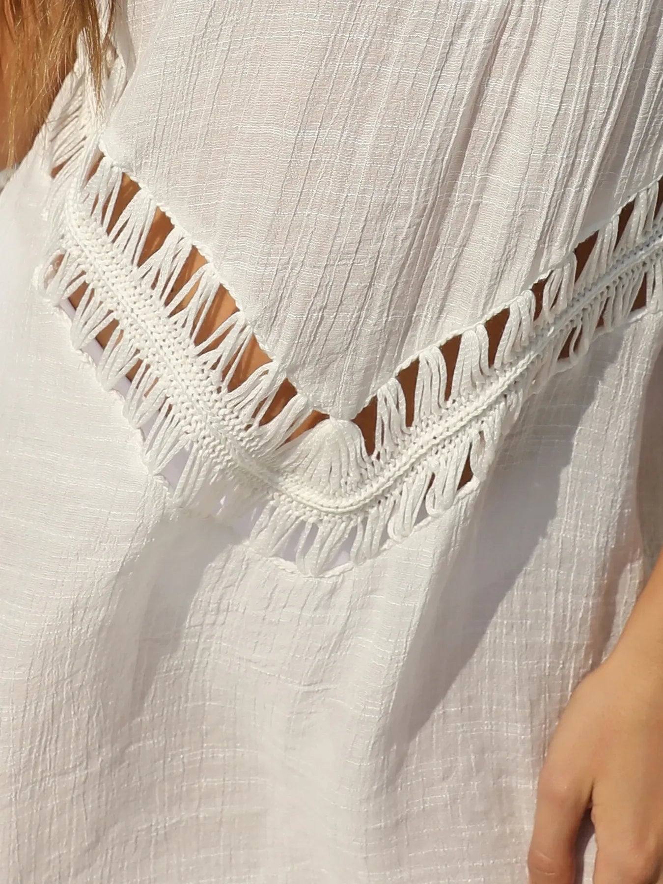 Crochet Detail Beach Cover Up Dress One Size - Southern Shores Clothing