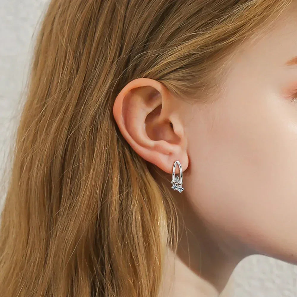 Sterling Silver Moissanite C-Hoop Earrings - Southern Shores Clothing