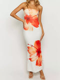 Floral Print Strapless Bodycon Maxi Dress - Southern Shores Clothing