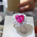 Heart Moissanite Ring With Halo In Sterling Silver - Southern Shores Clothing