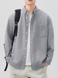 Plus Size Striped Button Up Cotton Shirt - Southern Shores Clothing