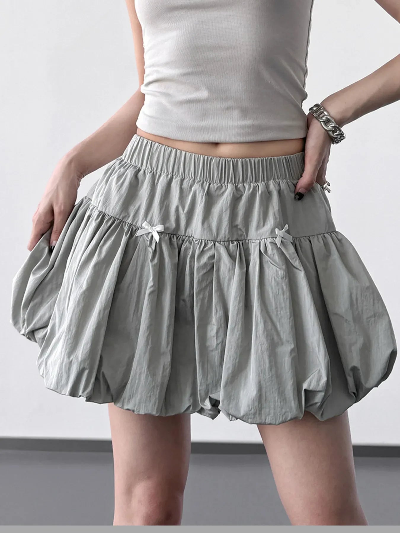 Bubble Hem Elastic Waist Mini Skirt Lightweight - Southern Shores Clothing